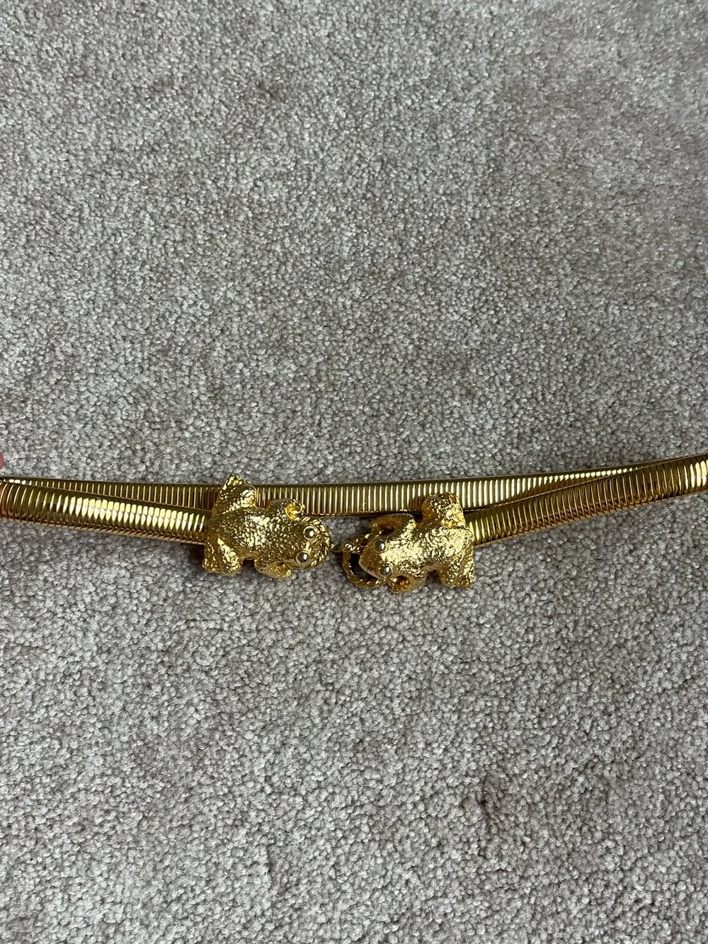 Mimi di N Vintage Gold Plated Frog Flex stretch Chain Belt 1970s Small